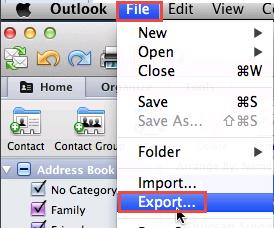 export olm files