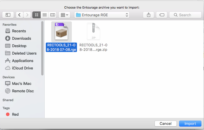 select rge for import outlook for mac 2011