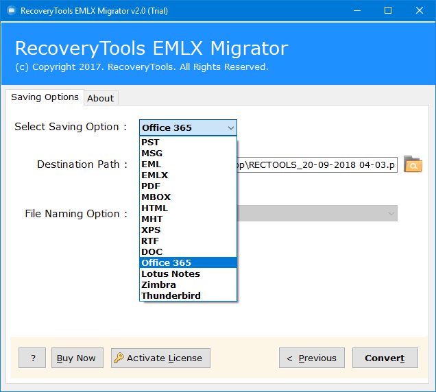 eml to office 365 option