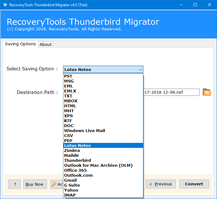 export thunderbird to lotus notes