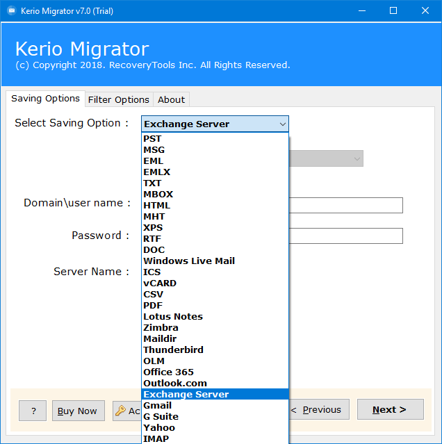 Move Kerio connect to new server