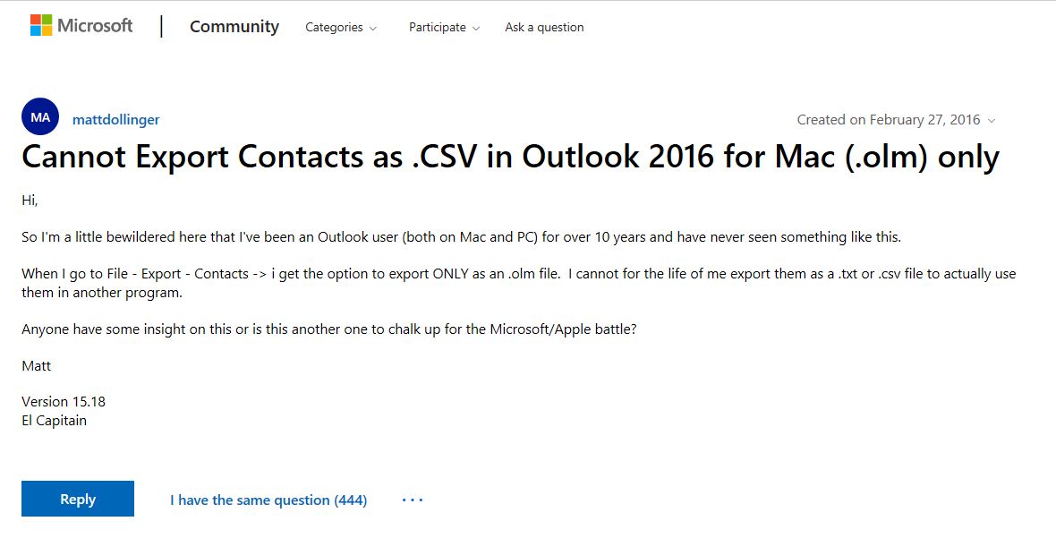 how to export contacts from outlook 2016 in csv format