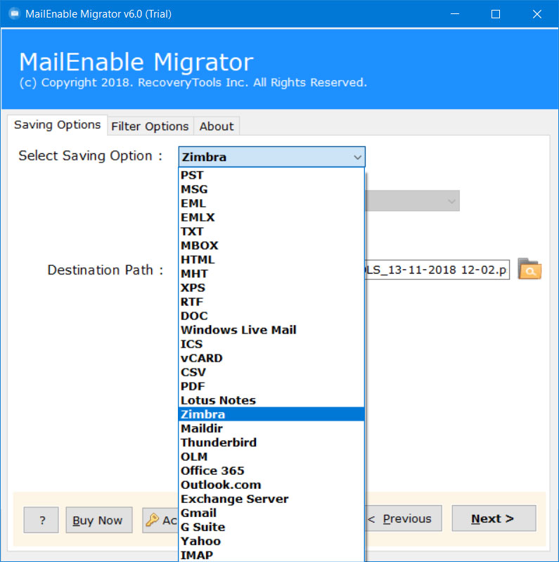 mailenable to zimbra migration