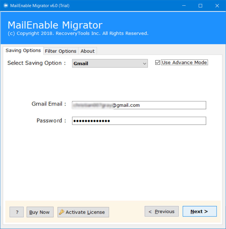 mailenable to gmail transfer