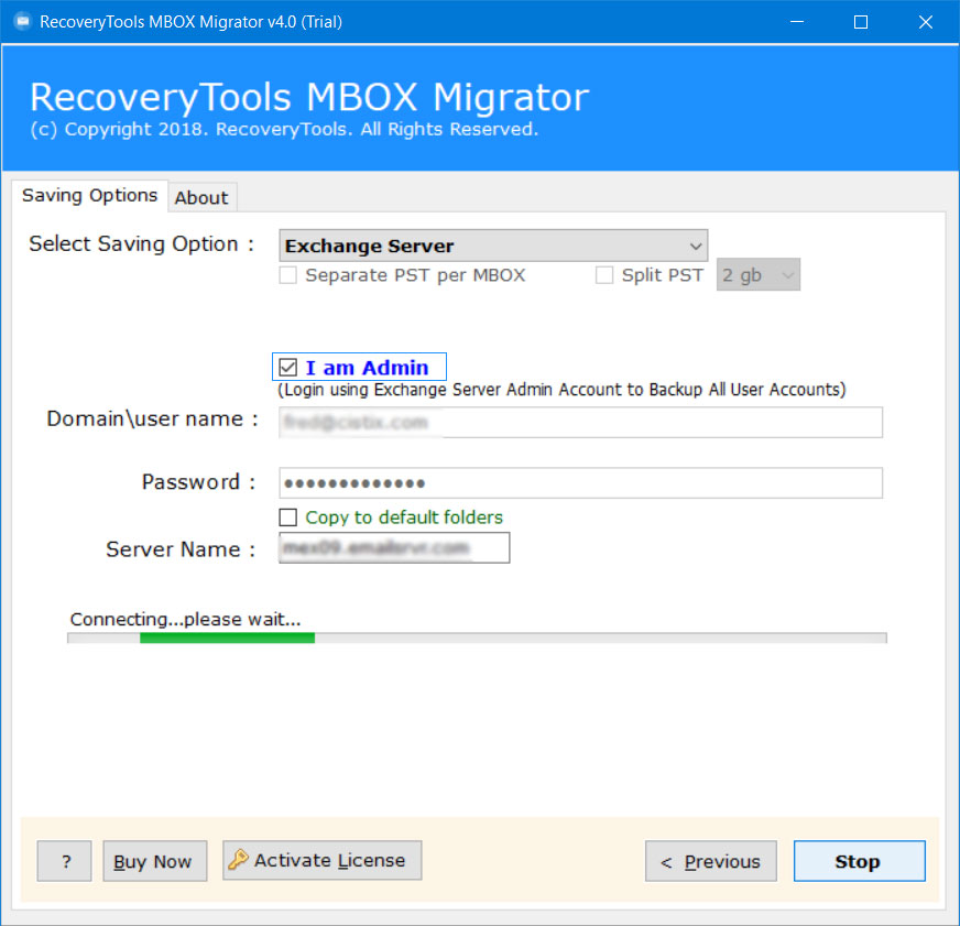 analyze mbox file into ms exchange server