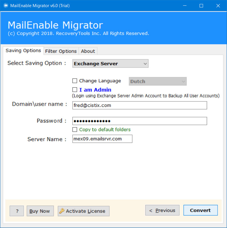 migrate from mailenable to exchange 2016