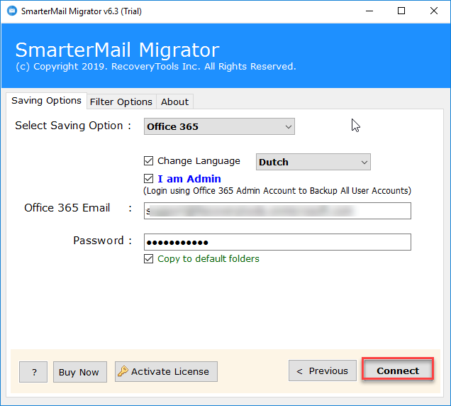 Select Office 365 as saving option