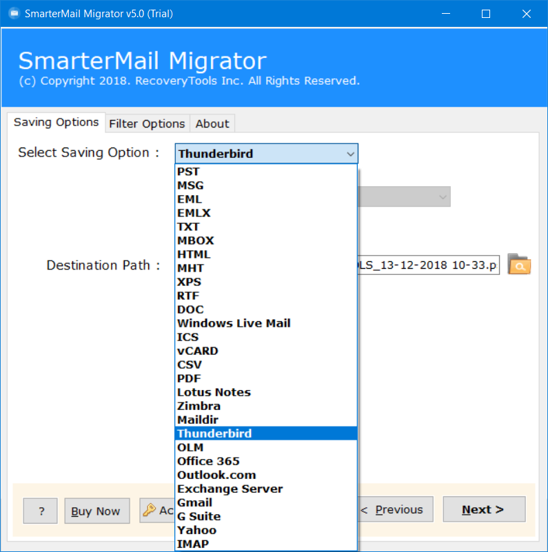 smartermail to thunderbird migration