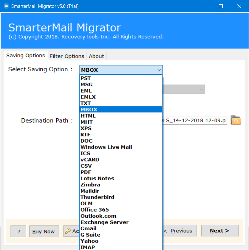Smartermail to mbox converter