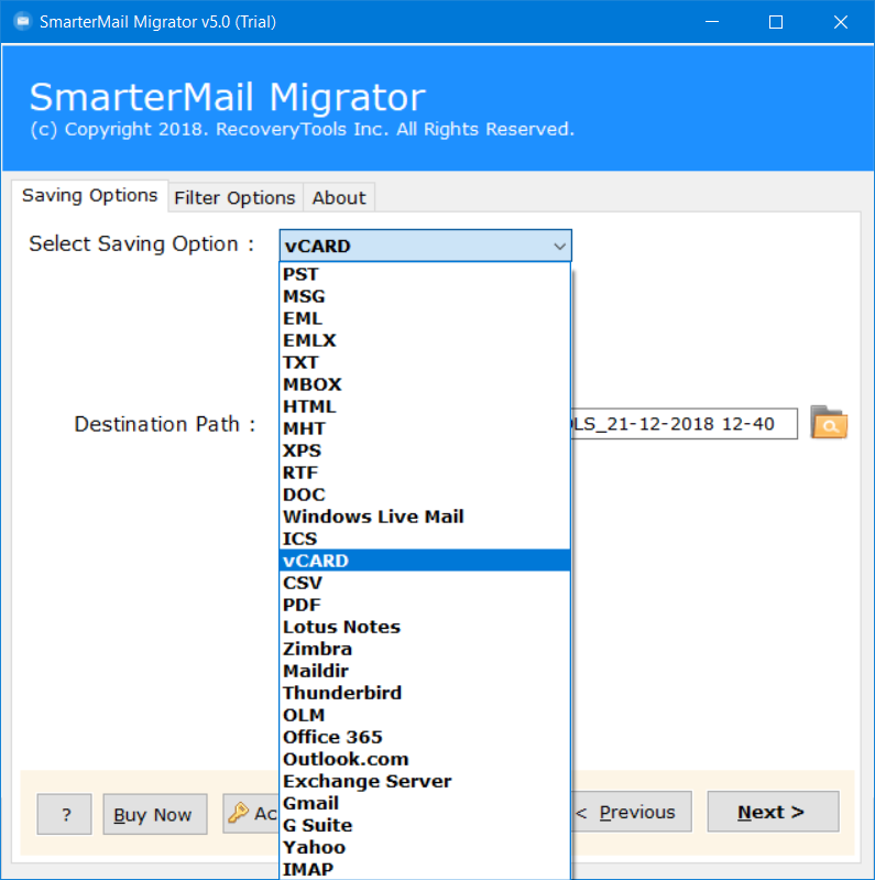 smartermail contacts to vcard
