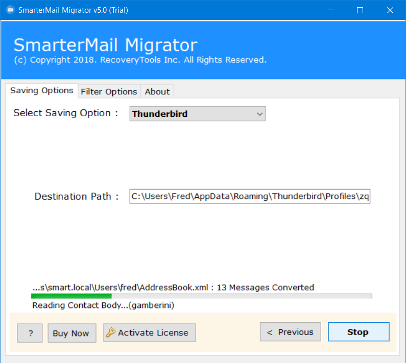 analyze smartermail to thunderbird export