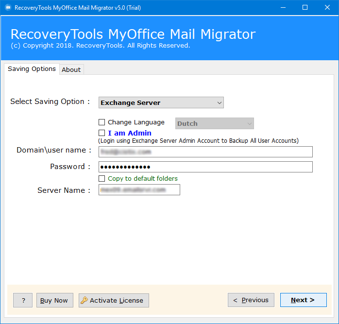 myoffice mail to exchange 2016