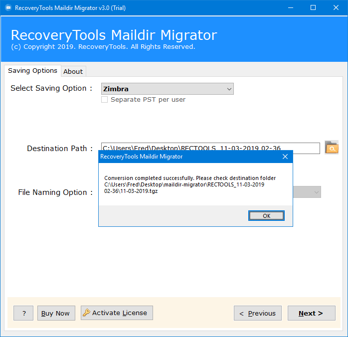 maildir to zimbra migration process finished