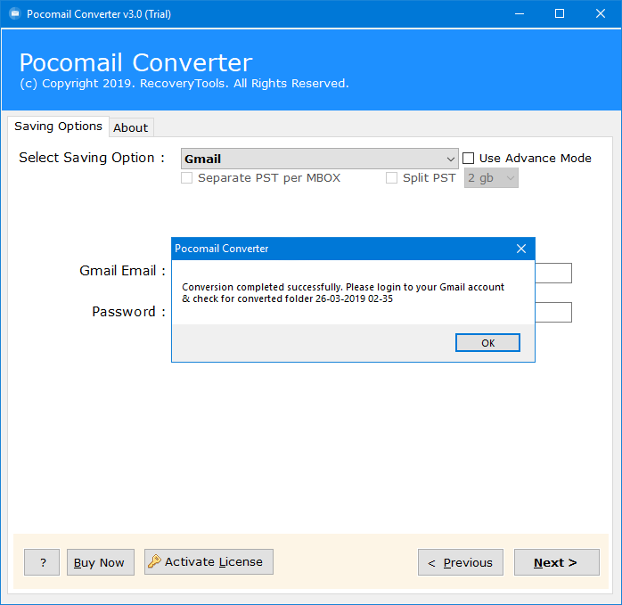 pocomail emails to gmail