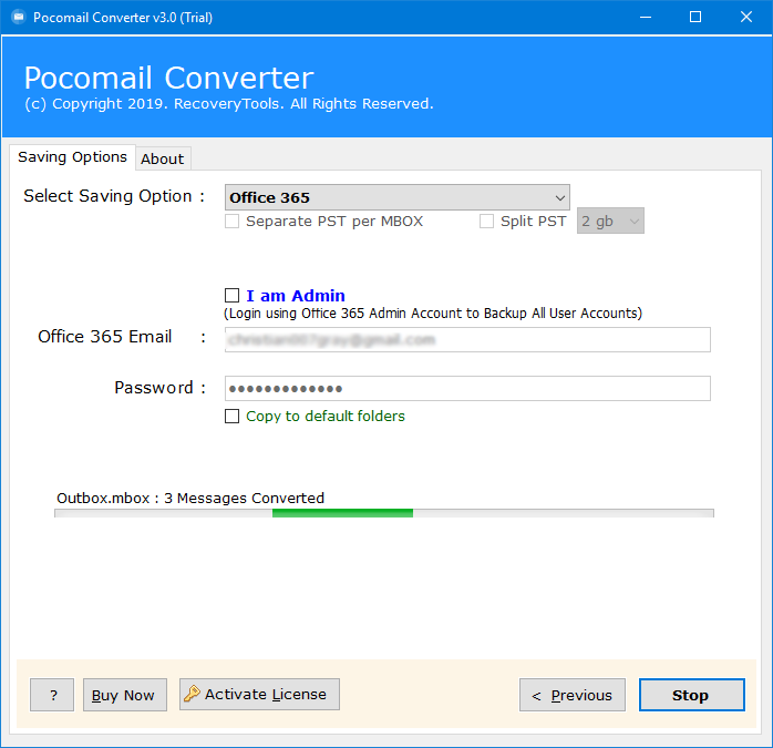 pocomail to hosted exchange server