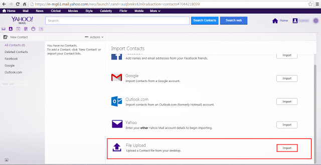 import vcard to yahoo