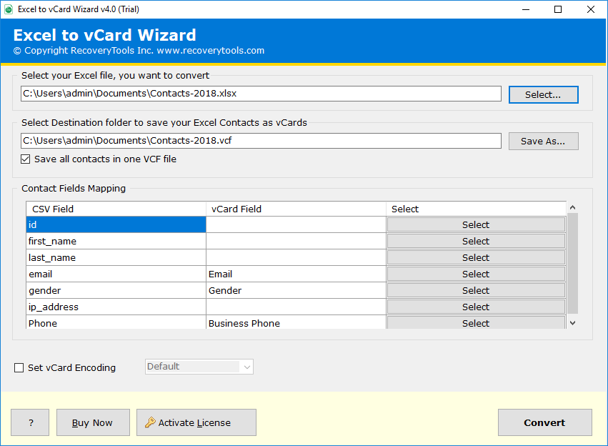 Select the Excel XLS / XLSX