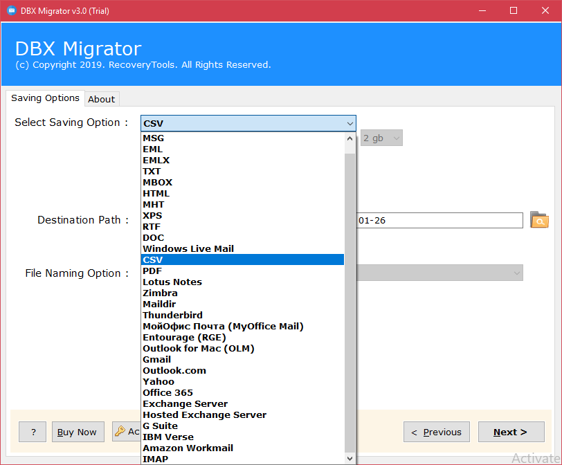 DBX to CSV