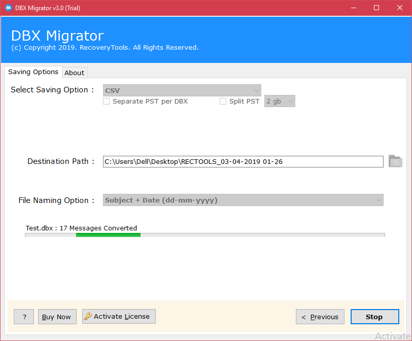 DBX to CSV