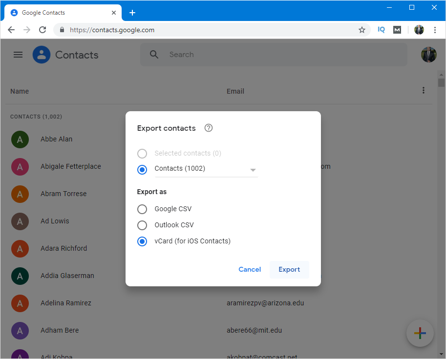 import contacts to outlook from earthlink