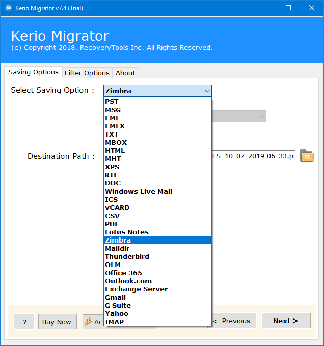 migrate kerio to zimbra