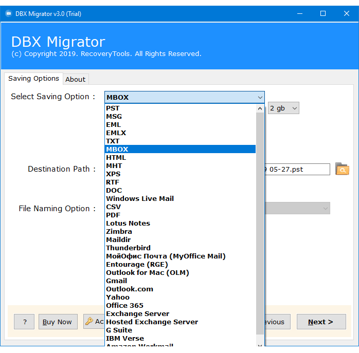 convert dbx file to mbox