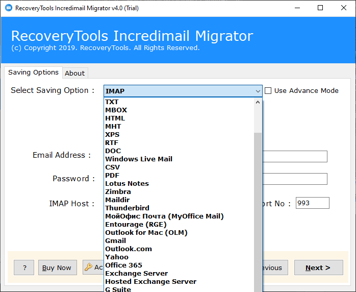 IncrediMail to IMAP Migration tool