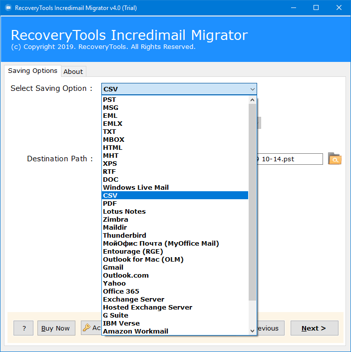 incredimail to csv