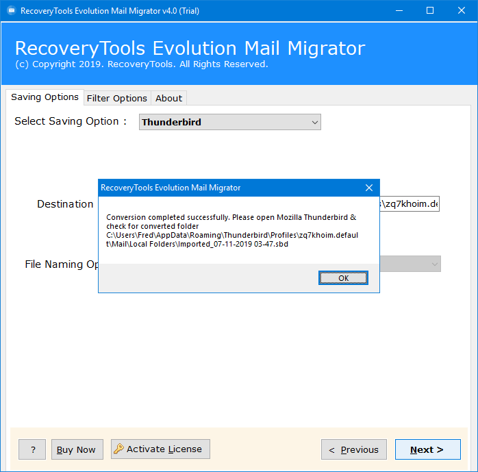 import evolution to thunderbird