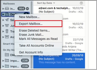 export single mac mailbox