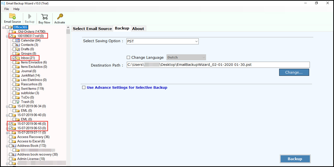 choose the email folders