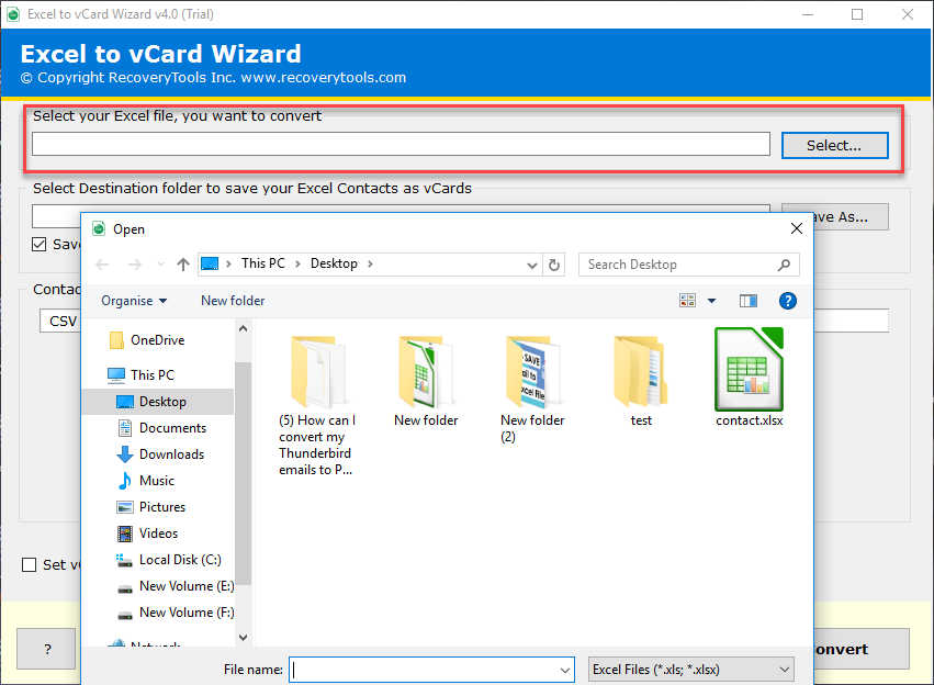 add XLSX file to covert XLSX to VCF