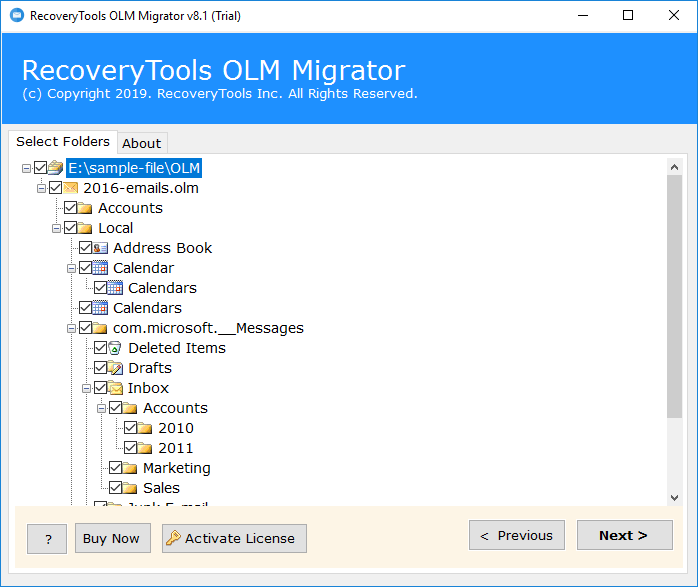 Choose the required files to convert OLM to Word