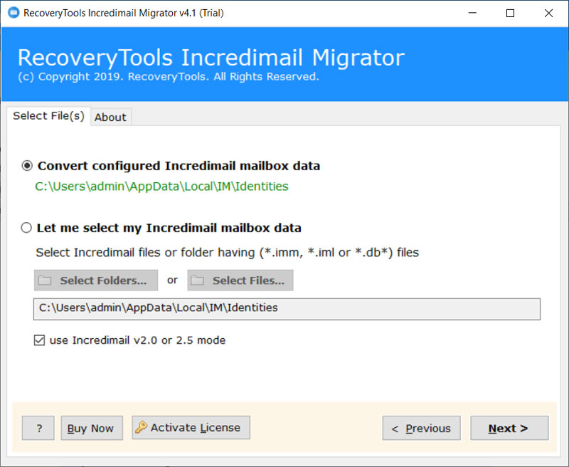 auto-detect incredimail data