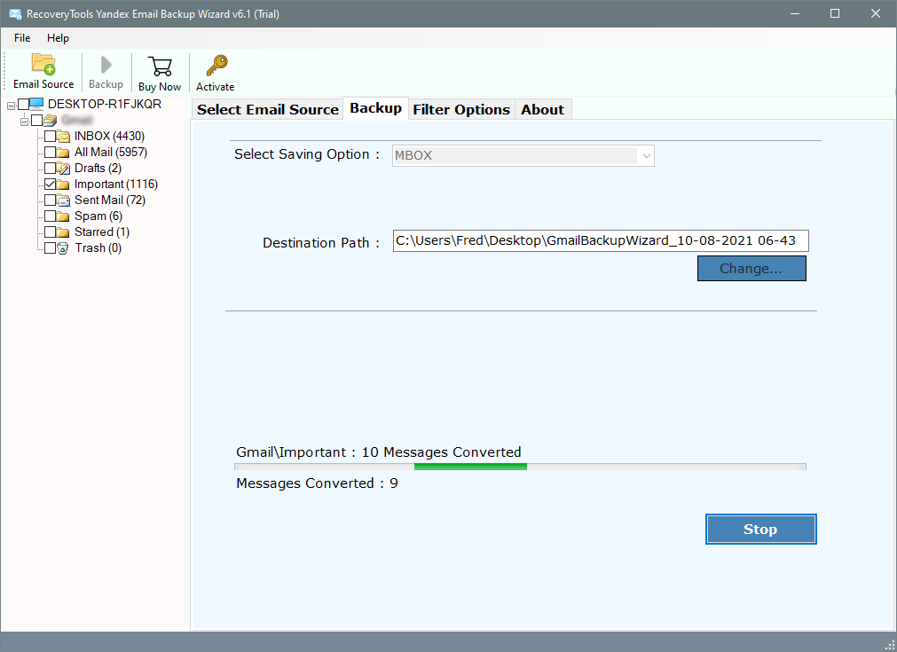 analyze yandex emails to mbox conversion process