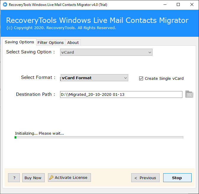 click next to convert contacts.edb
