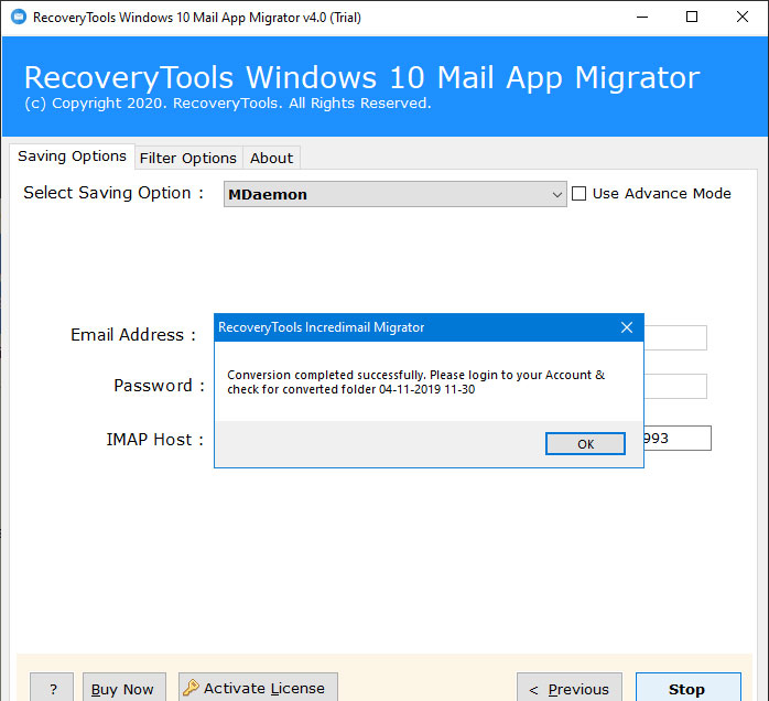 confirmation message