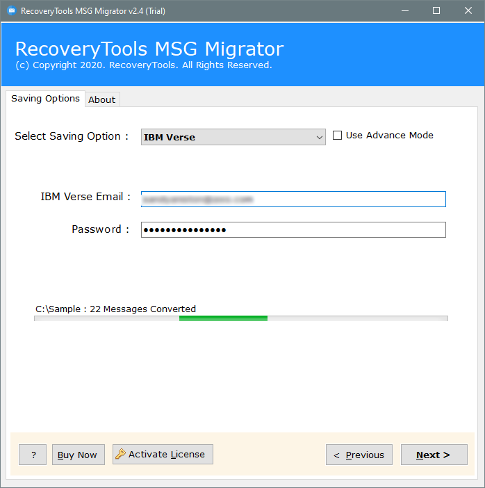 migrate msg files to IBM verse account