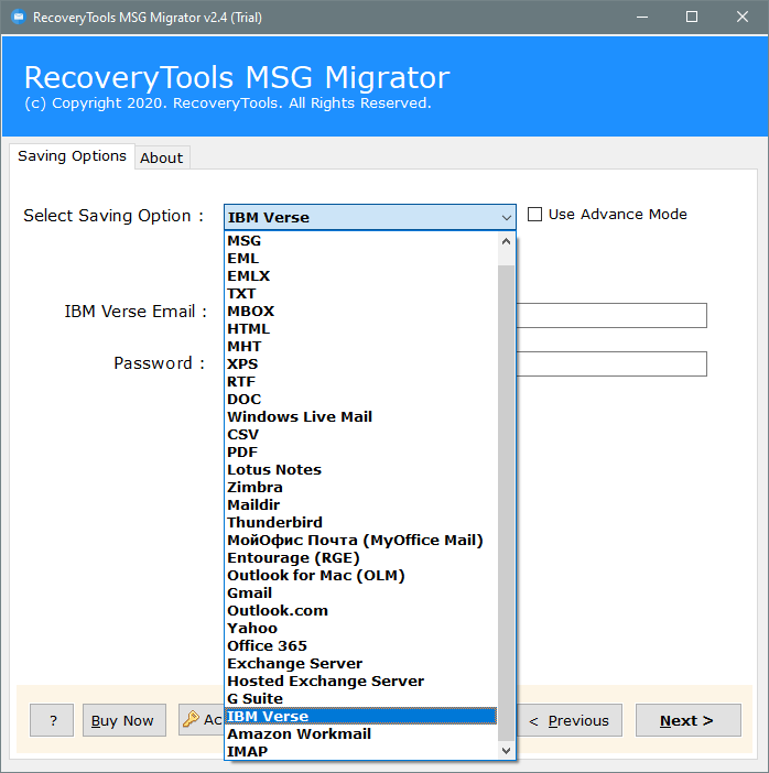 import msg file to ibm verse