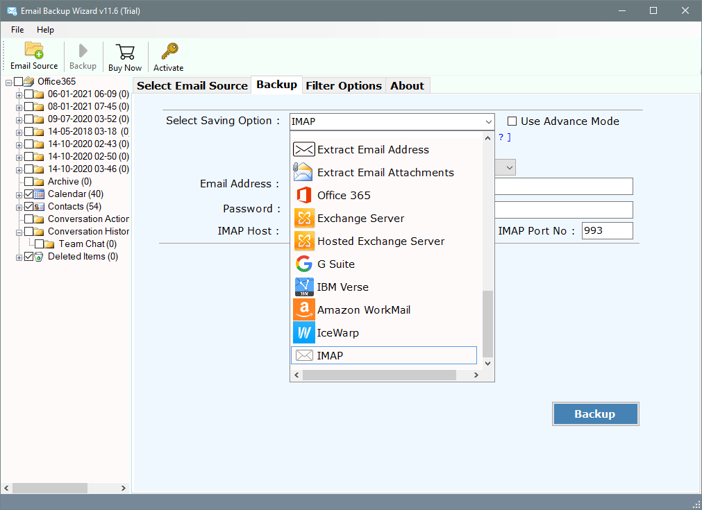 cpanel backup email messages