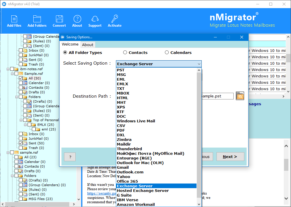 migrate ibm notes to exchange online server