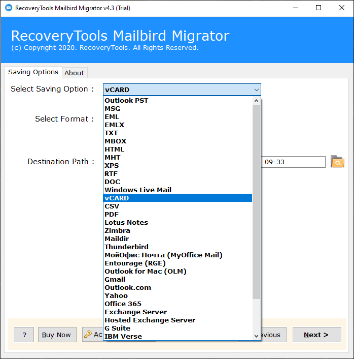 how to export contacts from mailbird