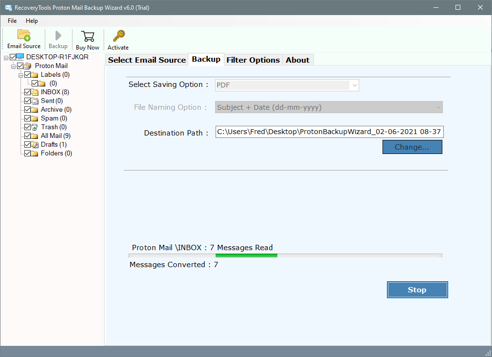 migrate protonmail data to pdf file