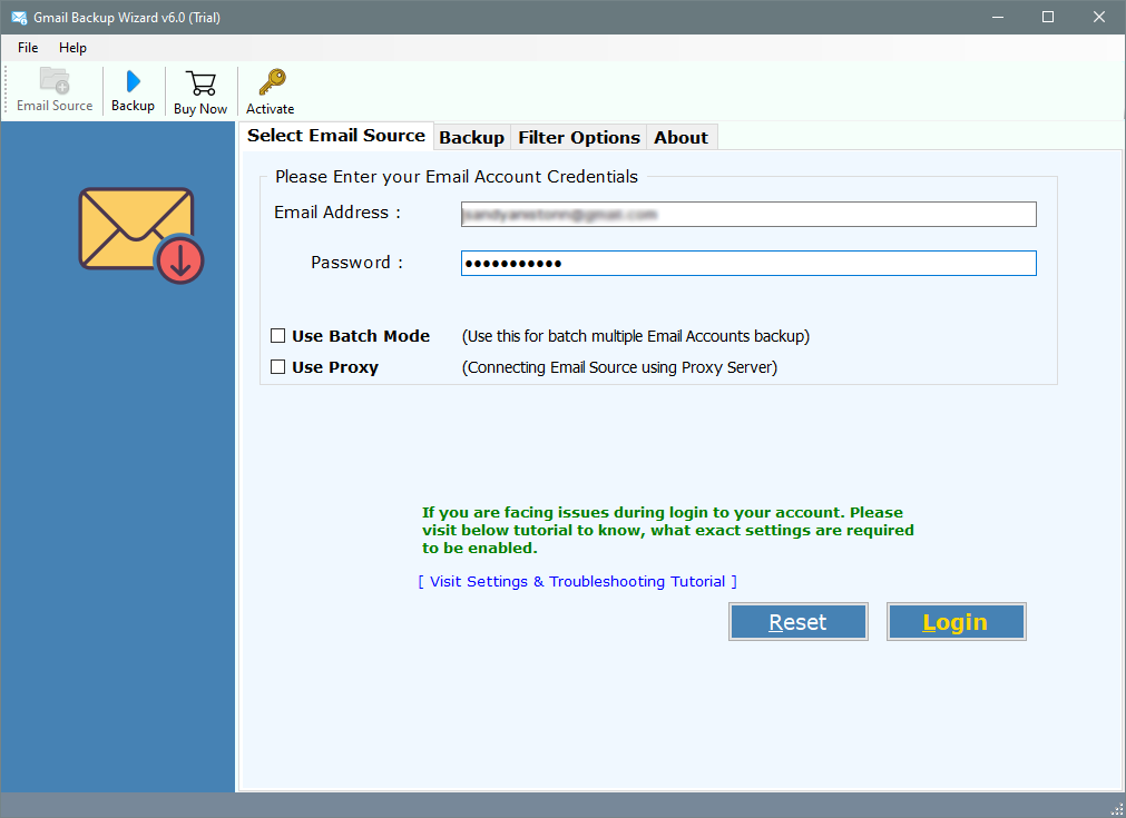 run gmail to outlook transfer tool and login