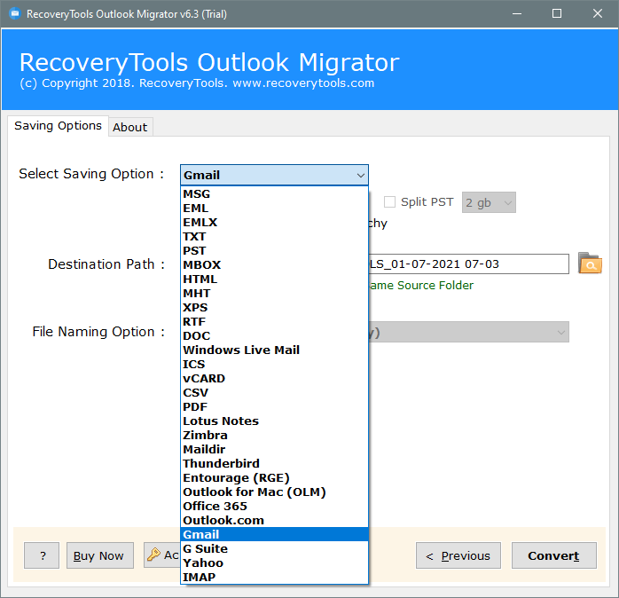 import ost to gmail