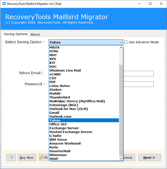yahoo mail mailbird