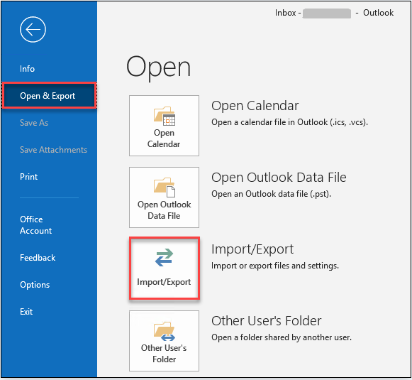 go to file menu in outlook