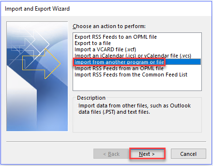 choose the option to import from another file