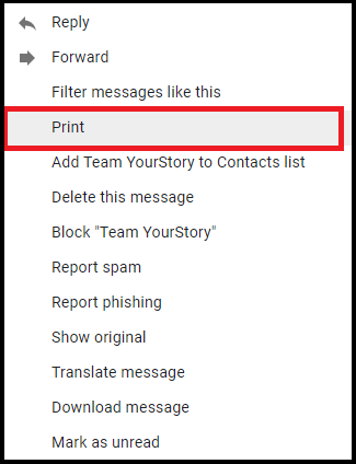 print gmail email