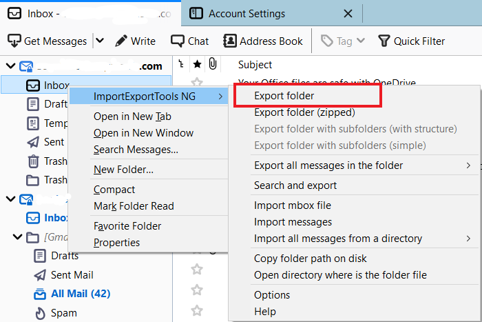 export mbox to import thunderbird to mac mail